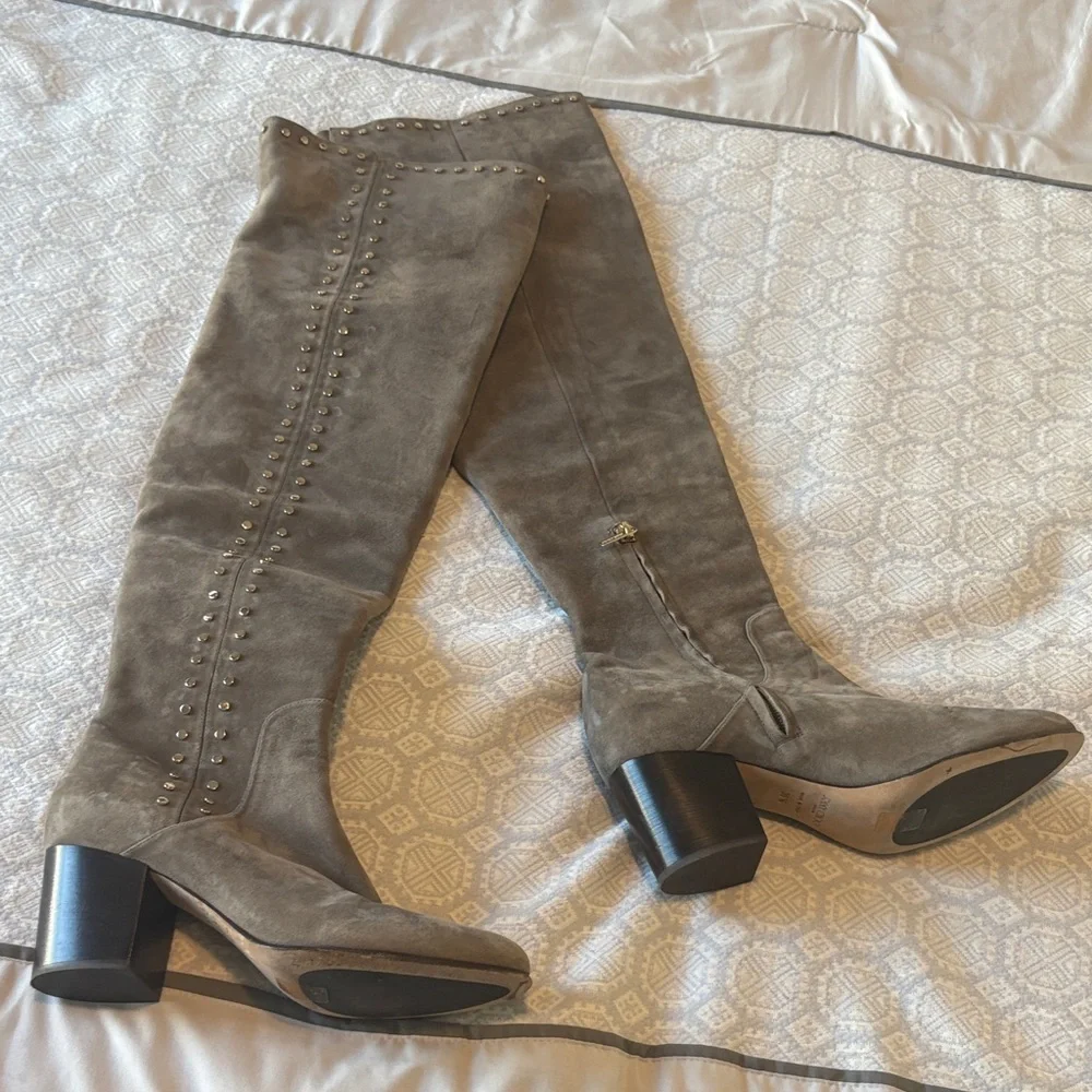 Jimmy Choo Studded Over the Knee Boots in Gray